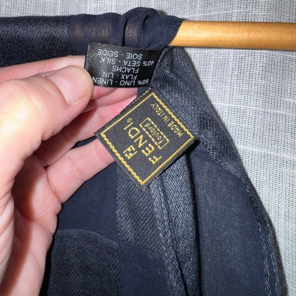 Fendi Elegant Navy Silk Scarf